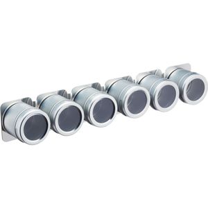 KitchenCraft MasterClass Magnetisch Kruidenrek voor 6 Potten, Metaal, 7,4 x 43 x 5,7 Centimeter, Zilverkleurig, MCSRSS6PC