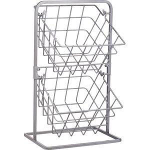 KitchenCraft Metalen Draad Opbergmanden Industriële Vintage Stijl Keuken - 25 X 22 X 41 cm - Grijs