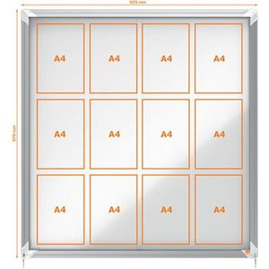 Nobo Premie Plus Interior 12xa4 Magnetisch Wit Oppervlakte Interior Vitrine Met Schuifdeur