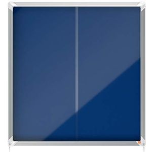 Nobo Prikbord van vilt, afsluitbaar, schuifdeur van glas, 12 x A4, Premium Plus, blauw, 1902566