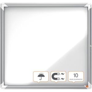 Nobo Premium Plus Afsluitbare Glazen Buitenvitrine Magnetisch 6xA4 voor Formaat met Zijslot - Grijs/Wit