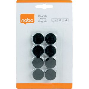 Nobo Whiteboard Magneten  - 20mm - 8 Stuks - Zwart