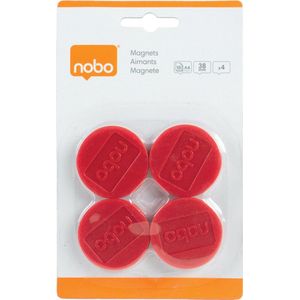 Nobo Whiteboard Magneten - 38mm - 4 Stuks - Rood