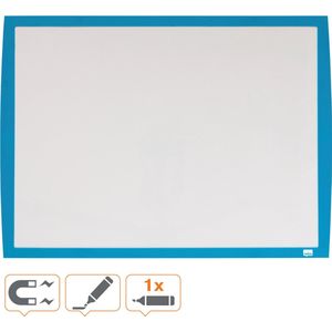 Nobo Klein Magnetisch Whiteboard met Felgekleurd Frame, Aan de Muur te Bevestigen, Inclusief Bijpassende Accessoires, Voor Thuis en op Kantoor, 585 x 430 Millimeter, Blauw, 2104176