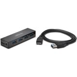 Kensington USB 3.0 4-Poorten Hub, Overdrachtsnelheden Tot 5 Gbps - 3Amps Om Smartphones En Tablets Snel Op Te Laden, Plug & Play-Installatie, Compatibel Met HP, Dell, Windows, Macbook, Thuiskantoor