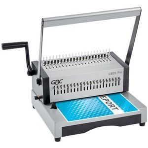 GBC CB25 Pro, robuste manuelle Stanz- und Kammbindemaschine, Kapazität: 500 A4-Blätter, Silber