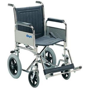 Days Transit Wheelchair, 40 cm (16 inch), verchroomd stalen frame, afneembare armleuningen en afneembare schommel uit voetresten, afvegen schone zitting, vouwrug voor transport, gemakkelijk te
