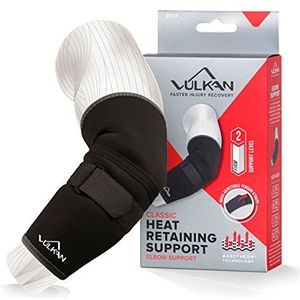 Vulkan Classic tennis elleboogsteun, groot, elleboogbandage, golferelbogen, tennisarm en gewrichtspijn, elleboog voor sporters en fitnesstraining, elleboog compressiepad voor mannen en vrouwen