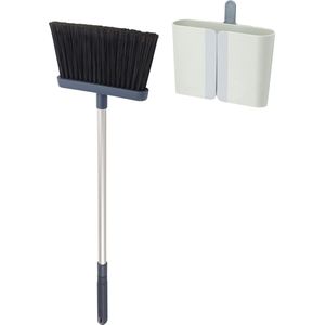Joseph Joseph CleanStore Bezem met verstelbare handgreep tot 110 cm, compacte opslag, stofbescherming, borstel voor vloerreiniging met zachte borstelharen