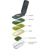 Joseph Joseph - Multi-Prep Compact Mandoline met Opvangbak 6-Delig - Siliconen - Multicolor
