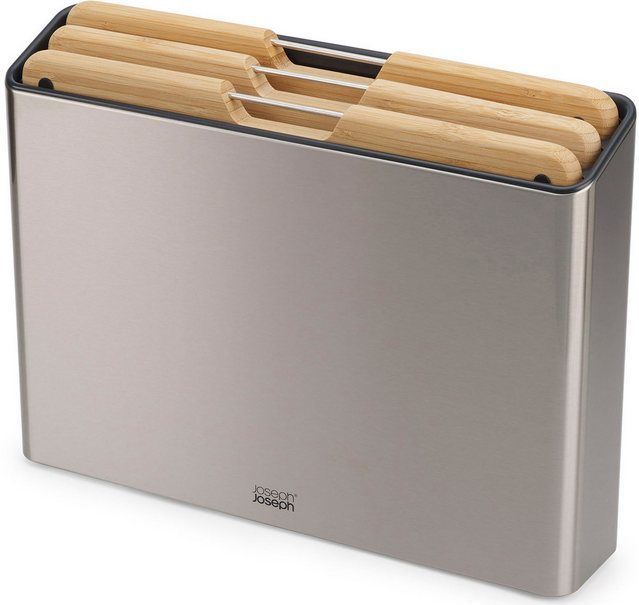 Joseph Joseph - Folio 3 Bamboe Snijplanken in Stalen Houder - Roestvast Staal - Zilver