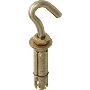 Forgefix - HOOK6M - Muuranker Haakschroef - Zinkgeel - Voor Bevestigen van Kabels