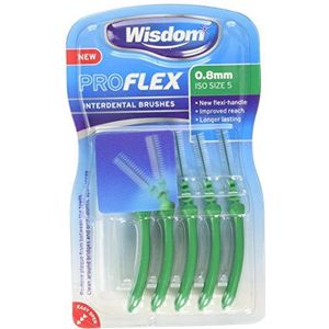 Wisdom Proflex Interdentale Borstels, 0,80 mm, Groen, Pack van 4, 20-count
