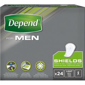 Depend verband - Incontinentie en urineverlies - Mannen - Shields - 24 stuks