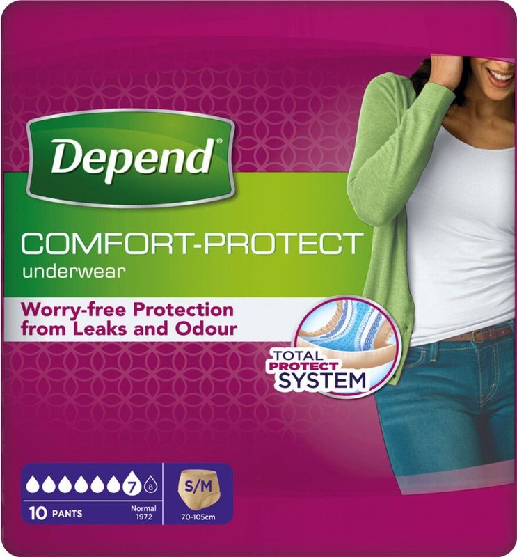 Depend broekjes - Incontinentie - Vrouwen - Normal - maat S/M - 10 stuks