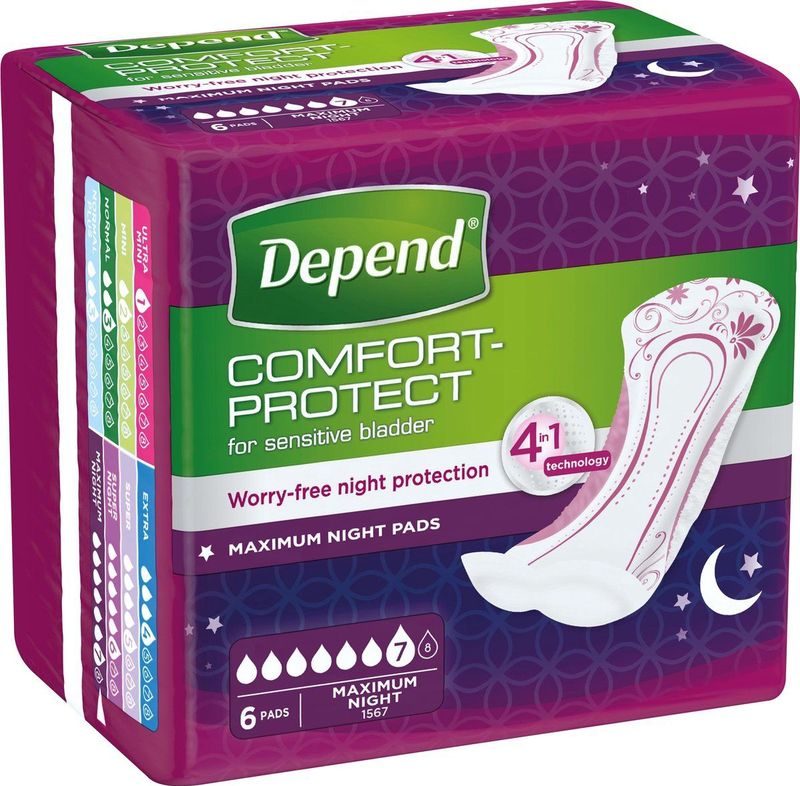Depend - Verband Maximum Night - 6 Stuks - Extra Absorberend