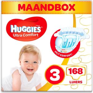 Huggies Ultra Comfort luiers - Maat 3 (4 tot 9 kg) - 168 stuks - Voordeelverpakking