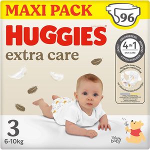 Huggies® Extra Care baby luiers, Maat 3 (6 tot 10 kg), 96 luiers met vochtindicator en Disney designs, Maxi Pack