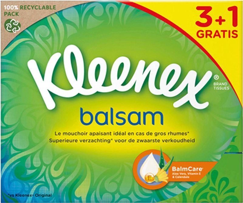 Kleenex - Balsam Box - Papieren Zakdoekjes - 4x64 st