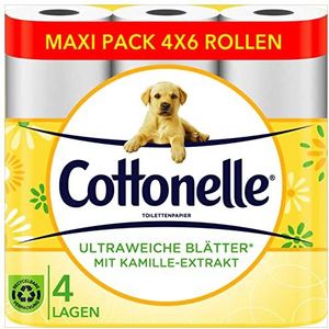 Cottonelle Premium toiletpapier met kamille, 4-laags en ultrazacht, 24 rollen x 135 vellen, XXL grote verpakking