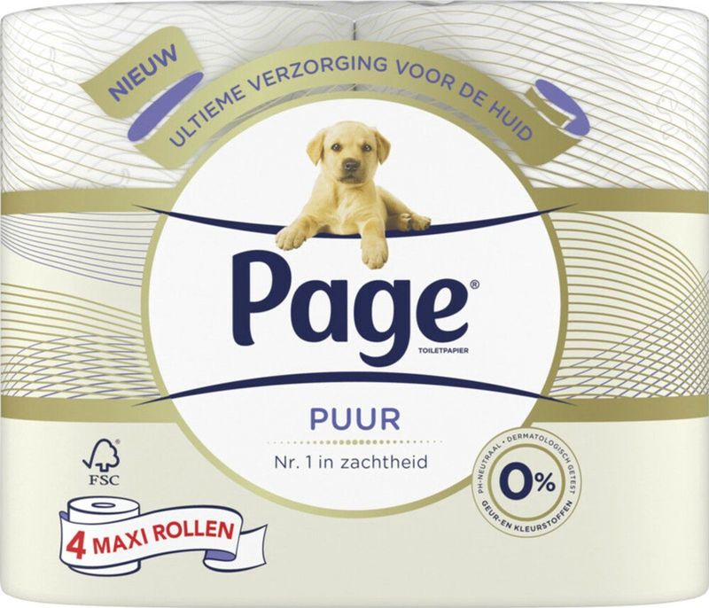 Page - Toiletpapier Puur - 3-laags - 4 Stuks - 100% Natuurlijke Vezels