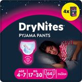 Huggies DryNites luierbroekjes - meisjes - 4 tot 7 jaar (17 - 30 kg) - 64 stuks - voordeelverpakking