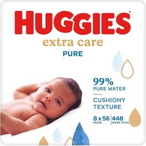 Huggies Pure Extra Care Baby Feuchttücher Tücher Parfümfrei 8x56 St