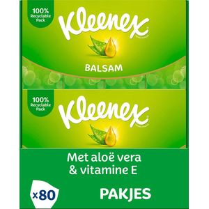 Kleenex zakdoekjes - Balsam - Voordeelbox - 8 pakjes x 10 stuks - 80 zakdoekjes