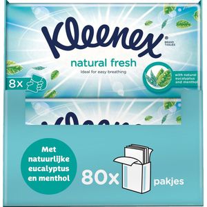 Kleenex zakdoekjes - Natural Fresh - Voordeelbox - 8 pakjes x 10 stuks - 80 zakdoekjes