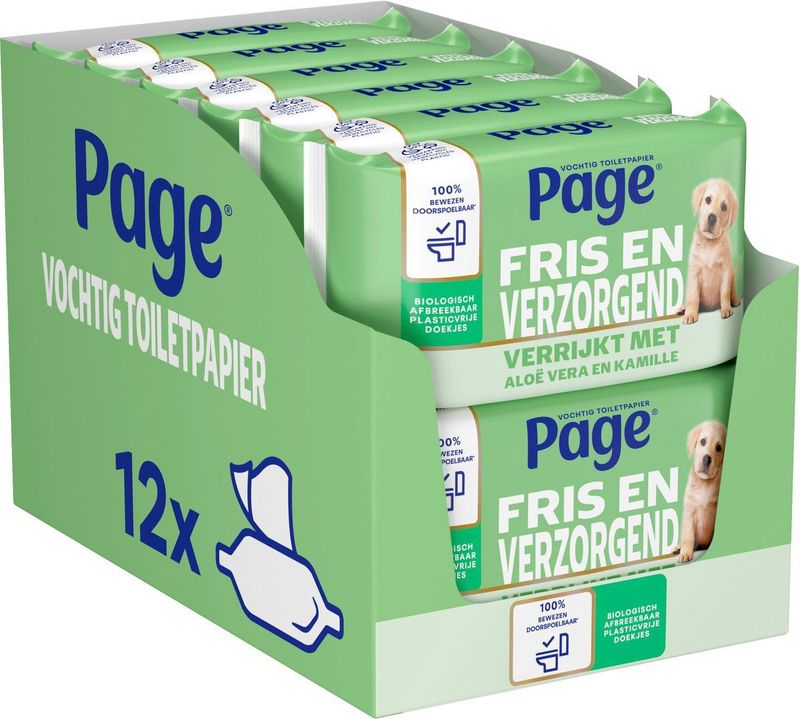 12x Page Vochtig Toiletpapier Aloe Vera 38 Stuks