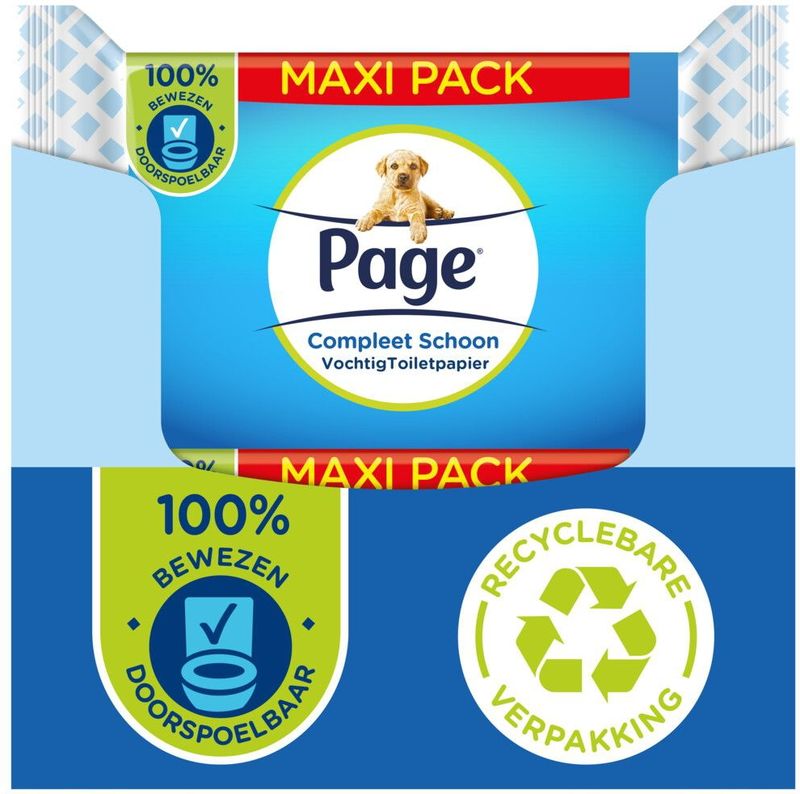 Page Papier toilette humide - Maxipack complet propre - 444 pièces (6 x 74 pièces) - Pack économique