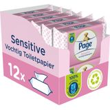 Page vochtig toiletpapier - 12 x 38 stuks - Sensitive vochtig wc papier - voordeelverpakking