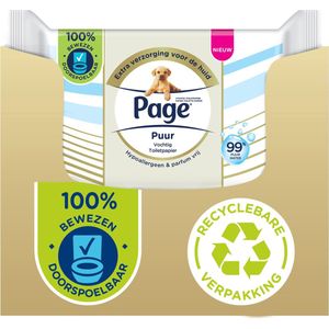 Page Puur vochtig toiletpapier - extra duurzaam vochtig wc papier - 12 x 38 stuks - voordeelverpakking