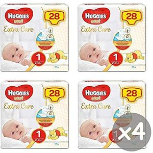 4x Huggies Extra Care Newborn Luiers Maat 1 (2 - 5 kg) 28 stuks