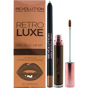Makeup Revolution Metallic Lip Contour Kit - Sovereign - Lipstick & Pencil Set