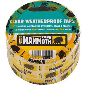 Everbuild Mammoth Doorzichtige, weerbestendige tape, sterk klevend, transparant, 50 mm x 10 m