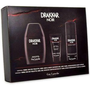 Guy Laroche Drakkar Noir Eau de Toilette 100ml + 150ml Deodorant Spray + 50ml Shower Gel Set for Men