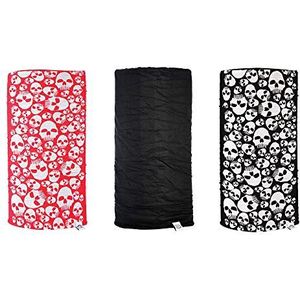 Oxford Comfy Neck Warmers Skull 's bivakmuts (3 stuks) – zwart/rood/wit, één maat