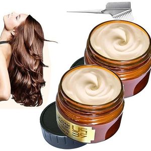 60ml Tiliraiy Pure Keratin Repair Hair Mask with Argan & Coconut Oil for Dry Damaged Frizzy Hair, Magical Keratin Hair Treatment Root Repair Nourishing, 5 Seconds Repairs Damage Hair (2 Pcs)