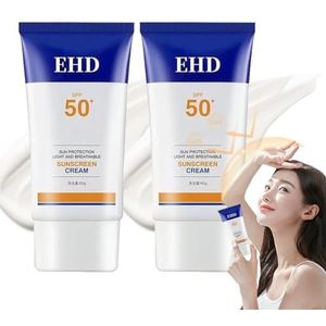 Ehd Sunscreen, Ehd Face Sunscreen SPF50+, Facial Sunscreen Moisturizer, Dry and Non-sticky, Ehd Sunscreen Cream for Skin Care, Ehd Waterproof Sun Cream for Women (2 Pcs)
