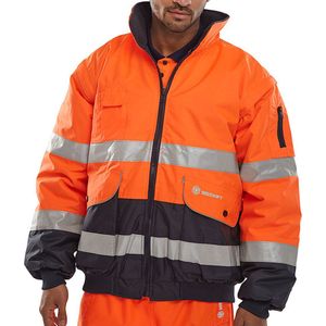 B SEEN Europa Bomberjack, Reflecterend, Polyester, Maat XL, Oranje