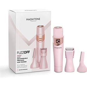 Magnitone FuzzOff 3-in-1 oplaadbare dames precisie tondeuse epilator voor gezicht, kaaklijn, bovenlip, wenkbrauwen, lichaam, oksels en bikinilijn - roze