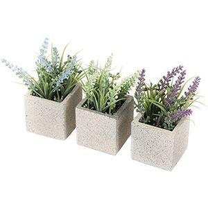 Closer2Nature Kunstmatige 11cm Gemengde Miniatuur Lavendel Plant Collectie in decoratieve potten