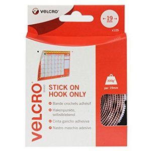 VELCRO Brand VEL-EC60233 125pk witte haak zijstok op munten, 19mm