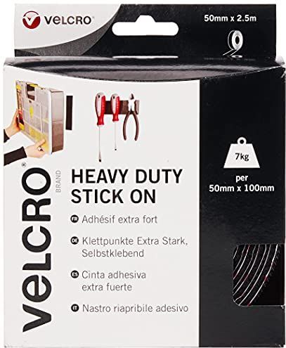 VELCRO® VEL-EC60245 Klittenband Om vast te plakken Haak- en lusdeel, Extra sterk (l x b) 2500 mm x 50 mm Zwart 2.5 m