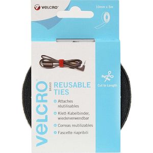VELCRO® VEL-EC60253 Klittenband kabelbinder Om te bundelen Haak- en lusdeel (l x b) 5000 mm x 10 mm Zwart 5 m