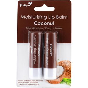 Pretty - Moisturising Lip Balm Coconut - Lippenbalsem - 2 x 4,3 g