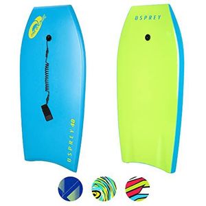 Osprey 40 inch body board met riem, HDPE gladde en halve maan staart, XPE Boogie board voor volwassenen kinderen kinderen, meerdere kleuren, blauw