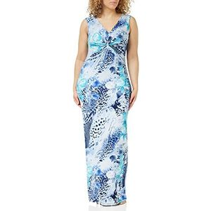 Gina Bacconi Vrouwen Abstracte Bloemen Animal Jersey Maxi Jurk Cocktail, Turkoois, 10, Turkoois, 36
