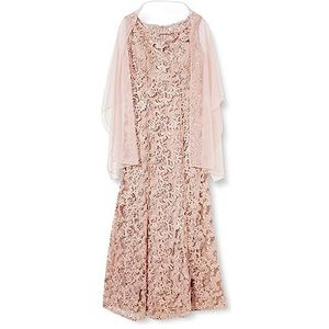 Gina Bacconi Illusiejurk met geborduurde mesh voor dames, met bijpassende sjaal, cocktailjurk, Blozen, 40